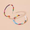 European American C-shaped Rainbow Acrylic Earrings Vibrant Alloy Jewelry