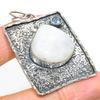 Natural Rainbow Moonstone, Topaz Gemstone 925 Sterling Silver Pendant 2.25" C6f82