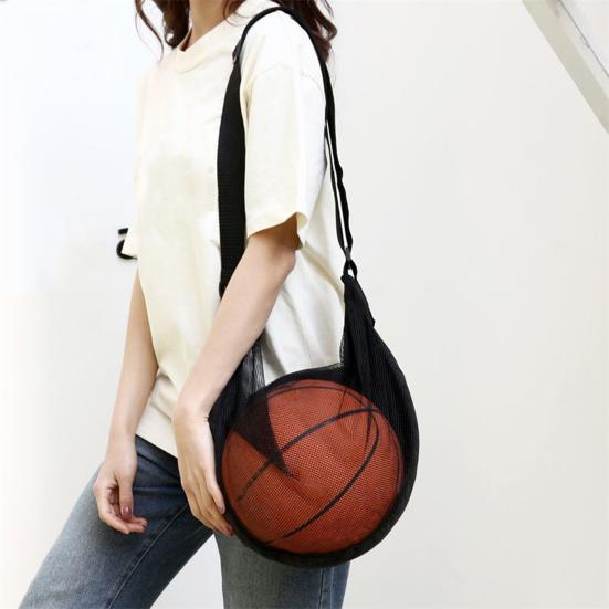 Single Ball Bag Crossbody Basketball Carrier Bag Waterproof Zippered Gym Shoulder Bag with Mesh Pocket Adjustable Strap for Carrying Soccer Volleyball