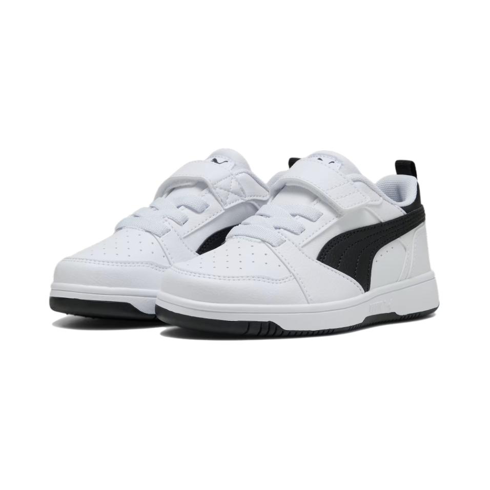 Puma Rebound V6 Lo Comfortable Versatile Durable Support Low-Top Kids Skate Shoes Kids Skate Shoes White Black 397419-02