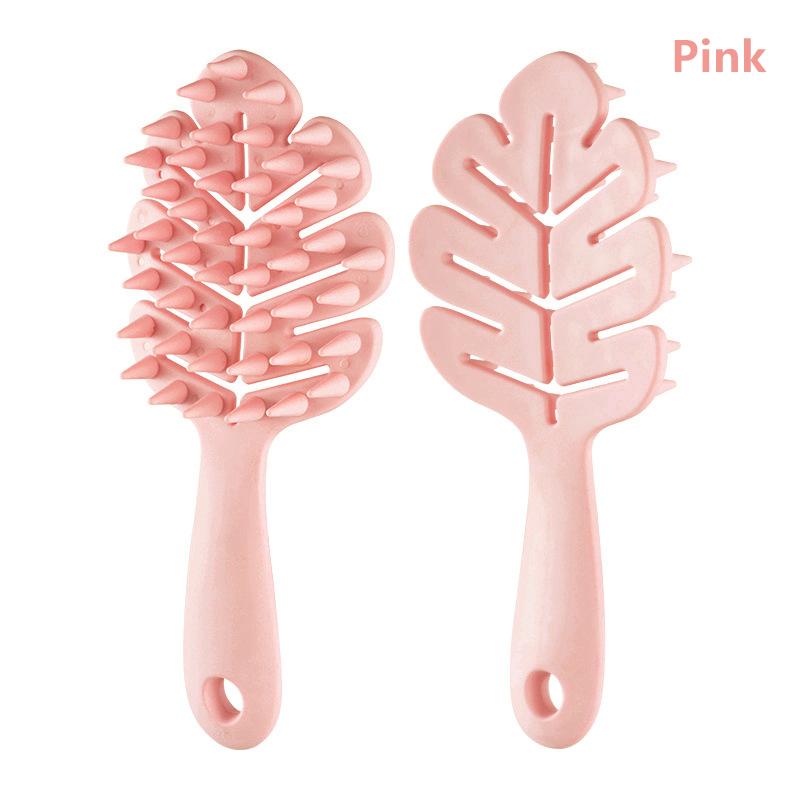 Силиконовая щетка для шампуня в форме листа, массажная головка для кожи головы, мягкая расческа для волос, длинная ручка, щетка для ванны, массаж тела, очищающий инструмент, подарок