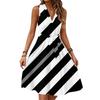 Женское летнее модное свободное платье с V-образным вырезом, без рукавов, на шнуровке, в полоску