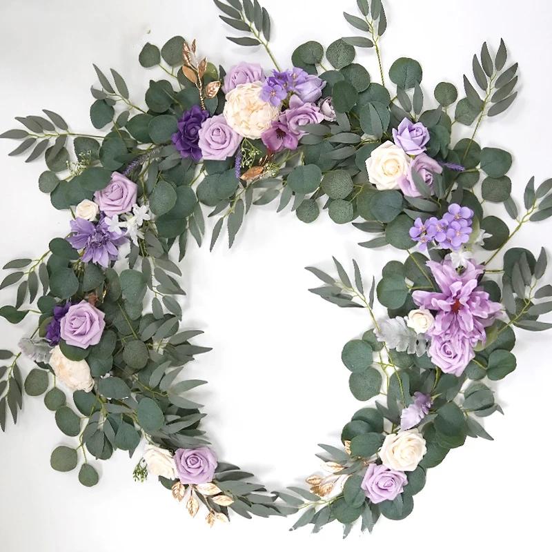 Artificial Flower Garlands for Table Runner Eucalyptus Sweetheart Table Centerpieces for Backdrop Boho Wedding Decoration
