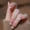 Medium Long Milky White French Nail Art - 30 Removable Wearable Pieces