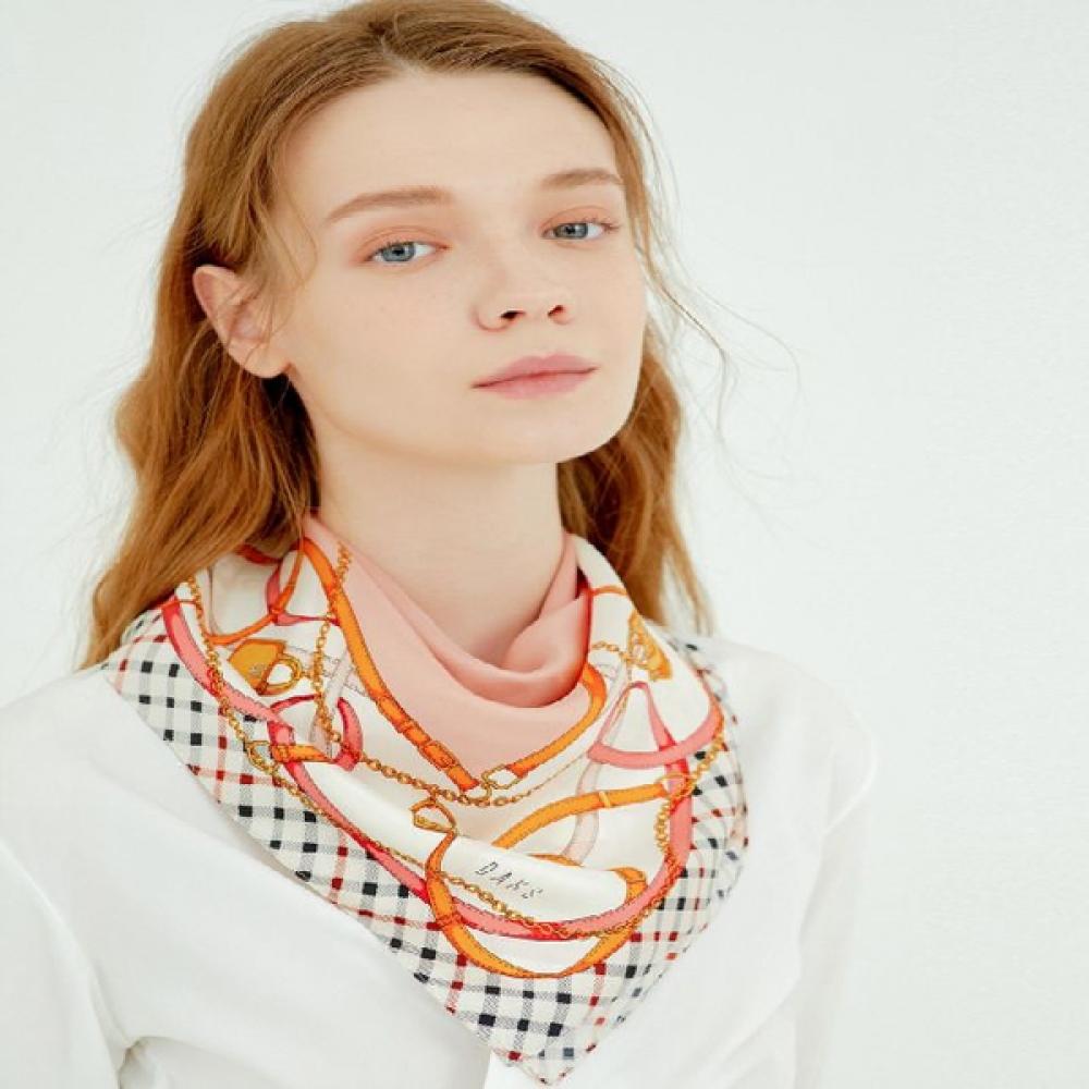 Daks Square Scarf Pink Chain Pattern Dcsc2f142