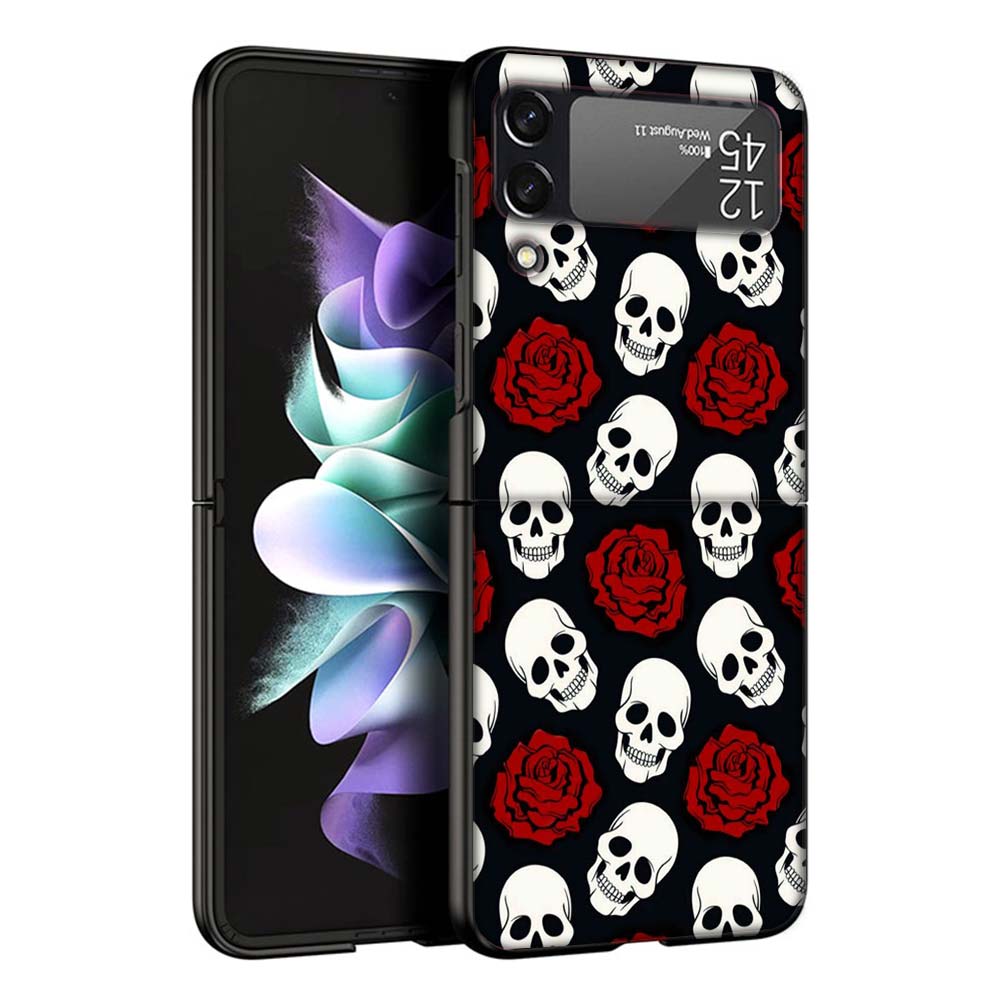 Человеческий скелет Красная роза Чехол для телефона Для Samsung Galaxy Z Flip7 Flip6 5G Flip5 Flip4 Flip3 ZFlip 7 6 3 4 5 Ударопрочная задняя крышка G