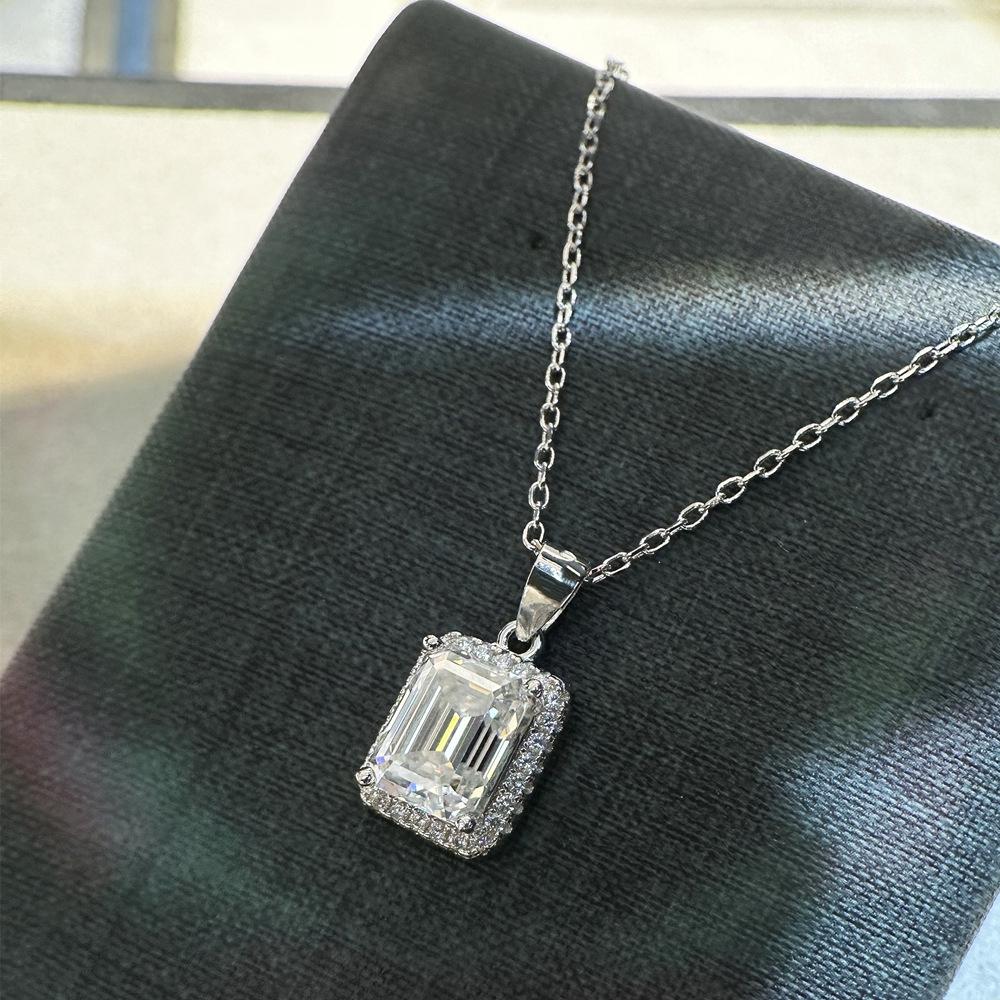 Vinregem 100% серебро 925 пробы VVS1 3EX D цвет изумрудной огранки 2-3CT настоящий муассанит с бриллиантом и драгоценным камнем кулон ожерелье изысканные ювелирные изделия GRA