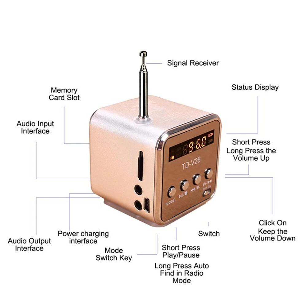 1 шт. FM портативное мини-радио Micro Treble Bluetooth портативное голосовое для компьютера, мобильного телефона, поддержка музыки в формате MP3, карта Micro TF