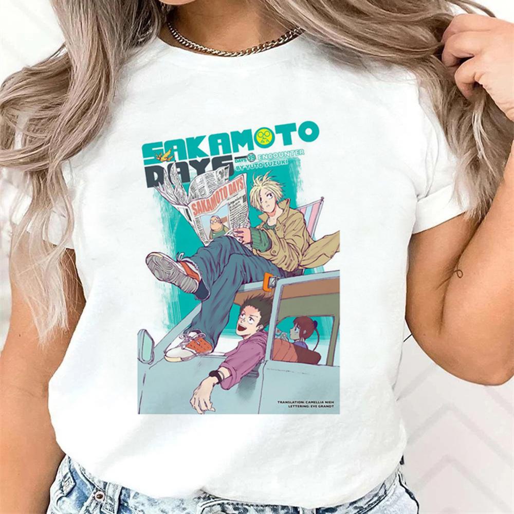 Футболка Sakamoto Days женская Панк Модная Винтажная 80-е Цифровая футболка Пастельный принт корейская одежда 2000-е хип-хоп Винтаж