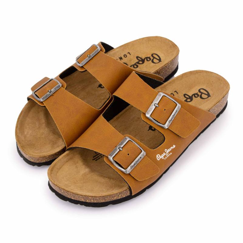 Однотонные мюли с плоскими пряжками и двумя ремешками Мужской PEPE JEANS