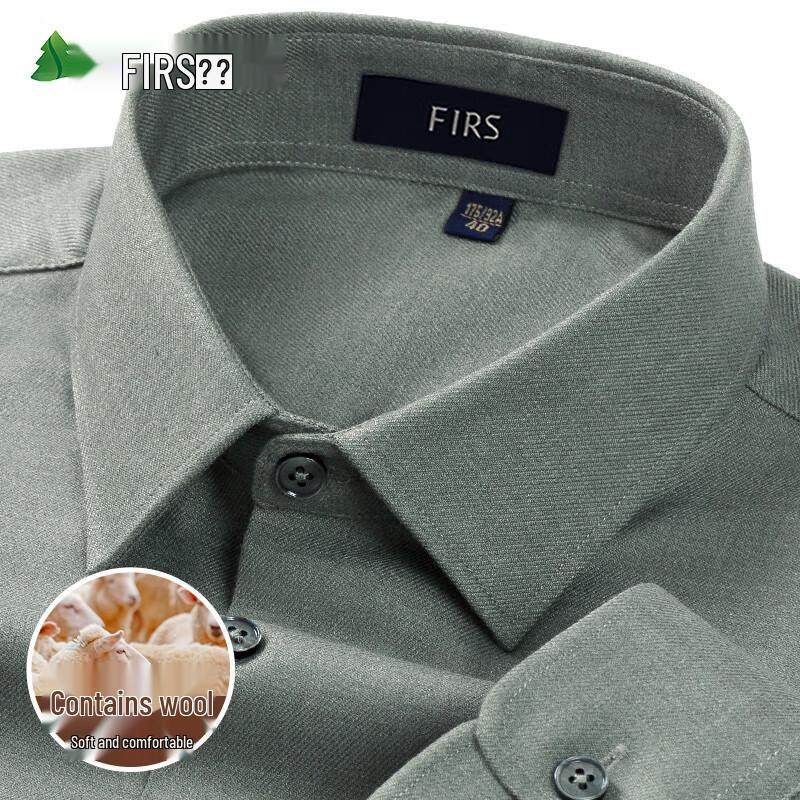 Мужская деловая рубашка FIRS с длинным рукавом из смесовой шерсти с начесом