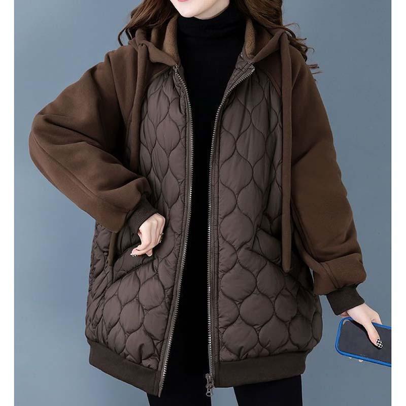 Зимнее женское хлопковое пальто с капюшоном, большой размер, свободная толстая теплая куртка-пуховик, большой размер, свободное пальто