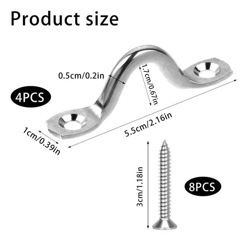 4Pcs Handle 4/5/6Mm 316 Stainless Steel Wire Eye Strap Boat Marine Tie Down Fender Hook Canopy Engines Accessories