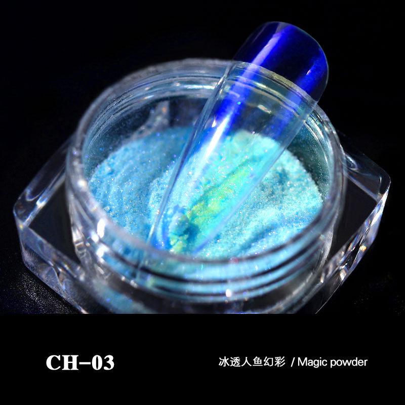 Beauty Nail Ice Прозрачный голый цветной порошок Aurora Powder Nail Fantasy Mermaid Mirror Flour Magic Mirror Powder