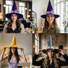 with Lace Velvet Dark Witch Hat Wide Brim Pointed Mage Hat Halloween Decor Hat  Masquerades