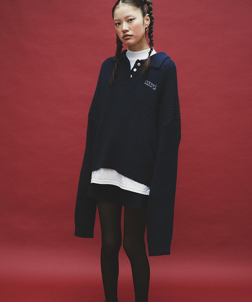 COCANCL Ccl Mohair Collar Knit/Navy