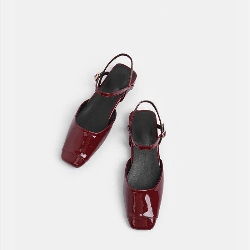Туфли Мэри Джейн из лакированной кожи с квадратным носком, женские дизайнерские туфли-слингбэки, летние туфли, лоферы из лоскутной кожи, женская рабочая обувь