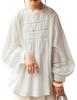Antiqua Индийский Хлопок Круглая Длинная Единый Размер Белая Женская Блузка, Вырез, Рукав, IYA-00074, 03,