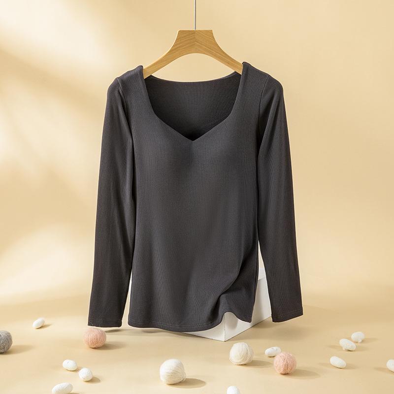 Женские теплые зимние топы с воротником-стойкой, накладками на грудь, двусторонним бархатом с начесом, бюстгальтером и нижней рубашкой из утолщенного немецкого бархата