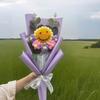 Вязаный крючком букет цветов Ручной работы Вязаный Позитивный Подсолнух Искусственный букет цветов из пряжи Подарок на День матери День святого Валентина Юбилей