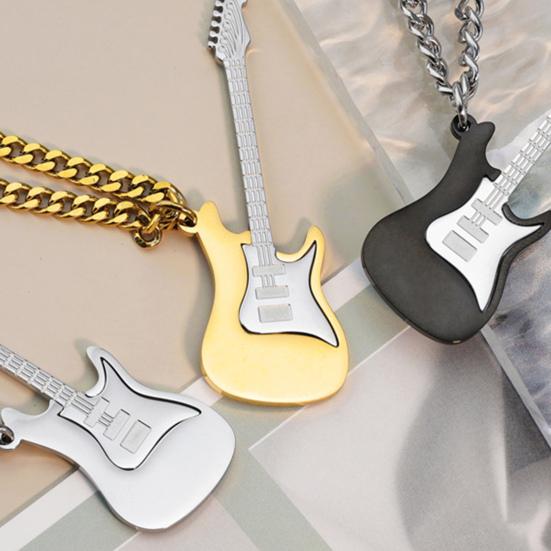 Мужское ожерелье в стиле панк, крутой хип-хоп, индивидуальное ожерелье из нержавеющей стали для бас-гитары, ожерелье на ключицу