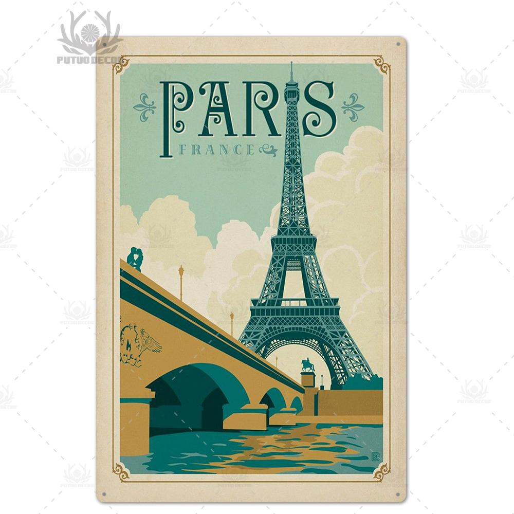 Decor Paris Vintage Tin Sign Plaque Metal Retro British Coffee Bar House Home Living Room Decorative Wall Poster