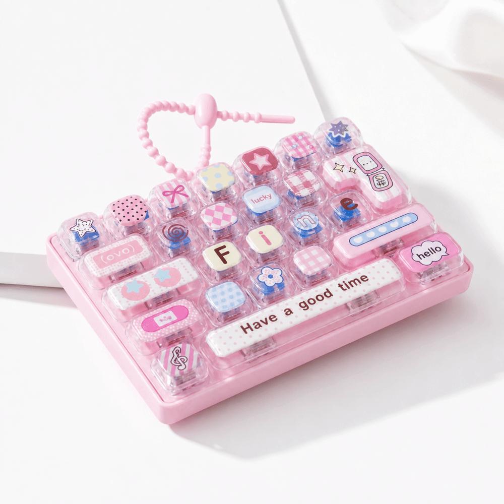 Cute Design Mini Keyboard Pendant Transparent Dual-Tone Keyboard Keychain Kids Bag Pendant