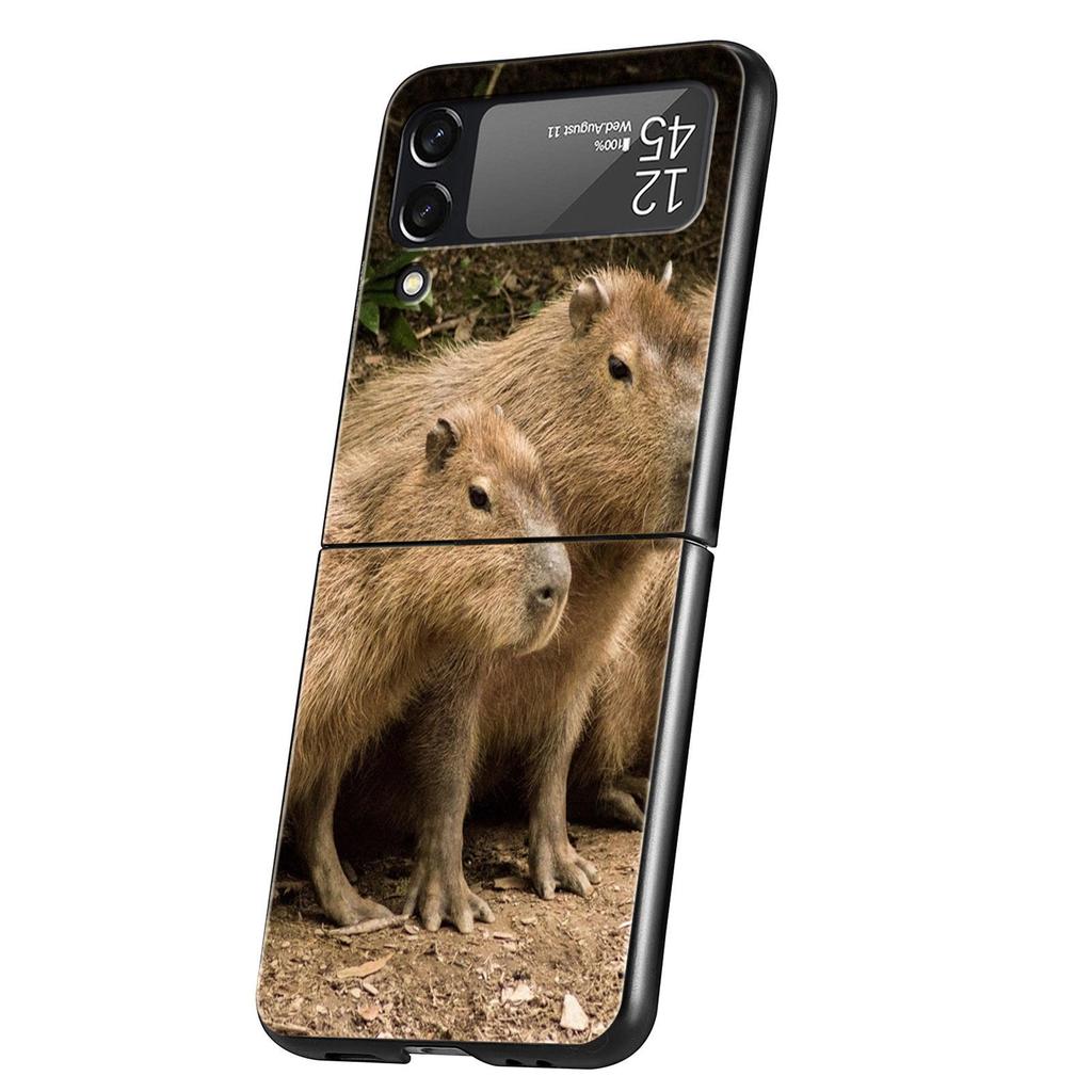 Cute Capybara Phone Case for Samsung Galaxy Z Flip 3 4 5 Folding Shell For Samsung Z Flip3 Flip4 Hard PC Fundas Bumper Cover