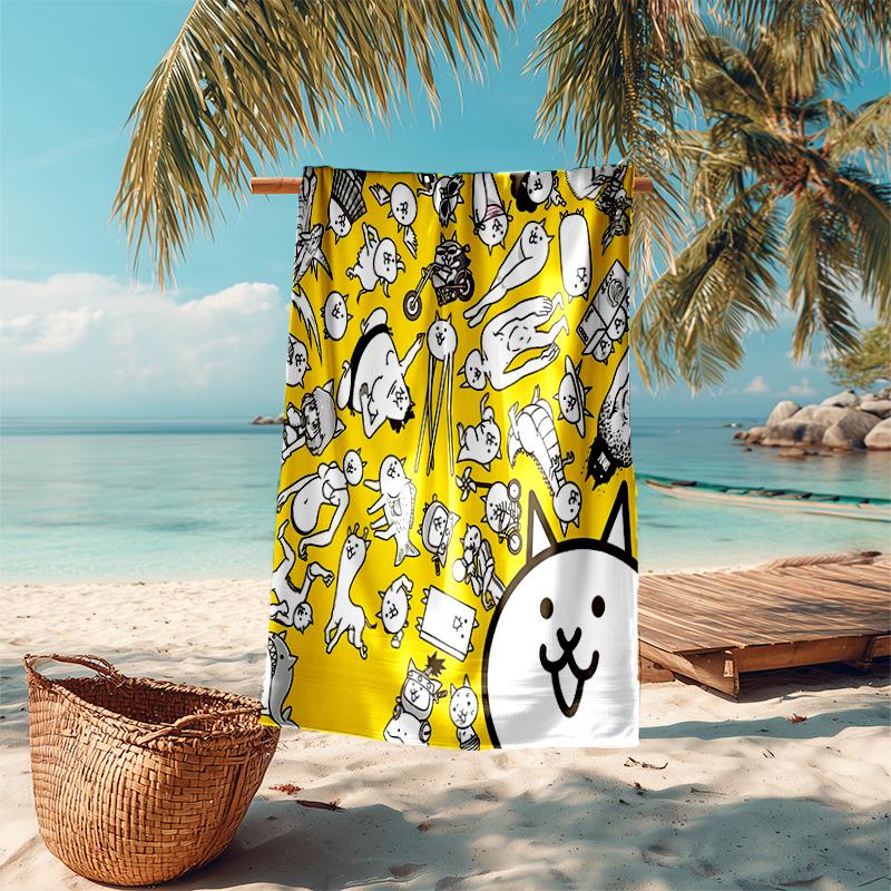 Beach Towel with The Battle Cats Pattern - soft,absorbent,machine washable Lightweight&Modern,swimming,Travel Essentials