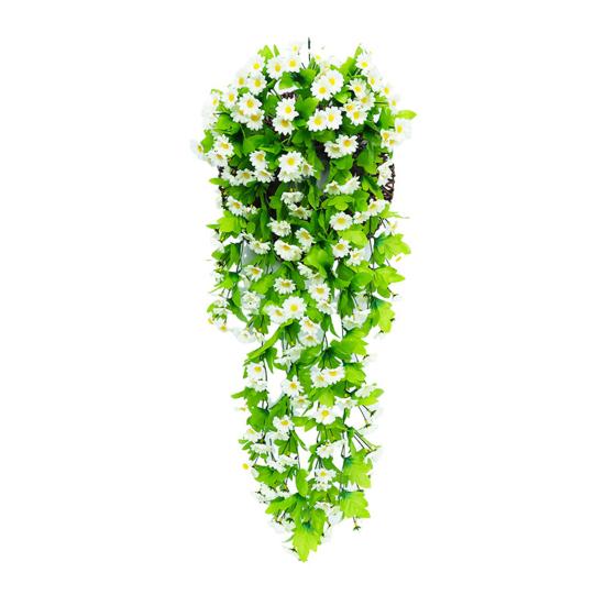 2Pcs Artificial Hanging Flowers Outdoor Vines with Eucalyptus Leaves Realistic Looking Vibrant Color Fake Plants UV Resistant Simulation Flowers