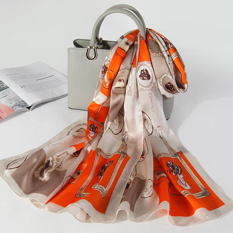 Shanghai Story Silk Scarf Female Summer Thin Teach Mom Versatile Mulberry Silk Print Scarf Shawl Gift