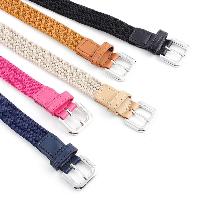 Fashion Universal Woven Thin Belt Elastic Casual Canvas Belt for Women Pants Jeans Knitted Needle Buckle Waistband Belts for
