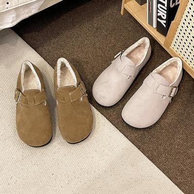 2024 Зимние ретро женские туфли из овечьей шерсти теплые меховые мокасины на плоской подошве женские уличные водонепроницаемые ботильоны ленивые мокасины обувь для вождения