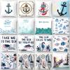 Ins Home Supplies Hand-painted Ocean Car Pillow Office Cushion Cover