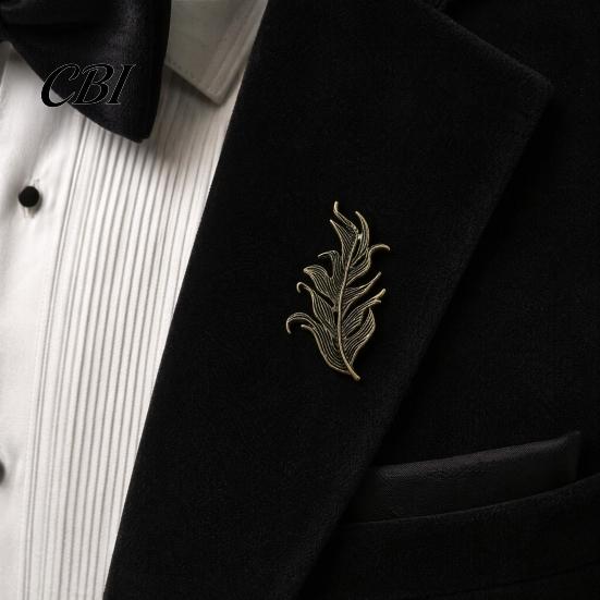 Булавка для лацкана мужского костюма с дизайном листа травы феникс, Брошь с дизайном перьев и абрикоса, Фиксатор для шарфа из цинкового сплава для воротника рубашки, пальто, кардигана