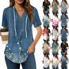 Женские летние футболки с V-образным вырезом, толстовки с коротким рукавом, туники, повседневные свободные туники, толстовки