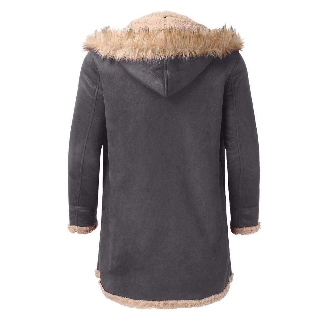 Мужская кашемировая куртка с искусственной подкладкой, мужская длинная замшевая куртка в стиле ретро, ​​пальто