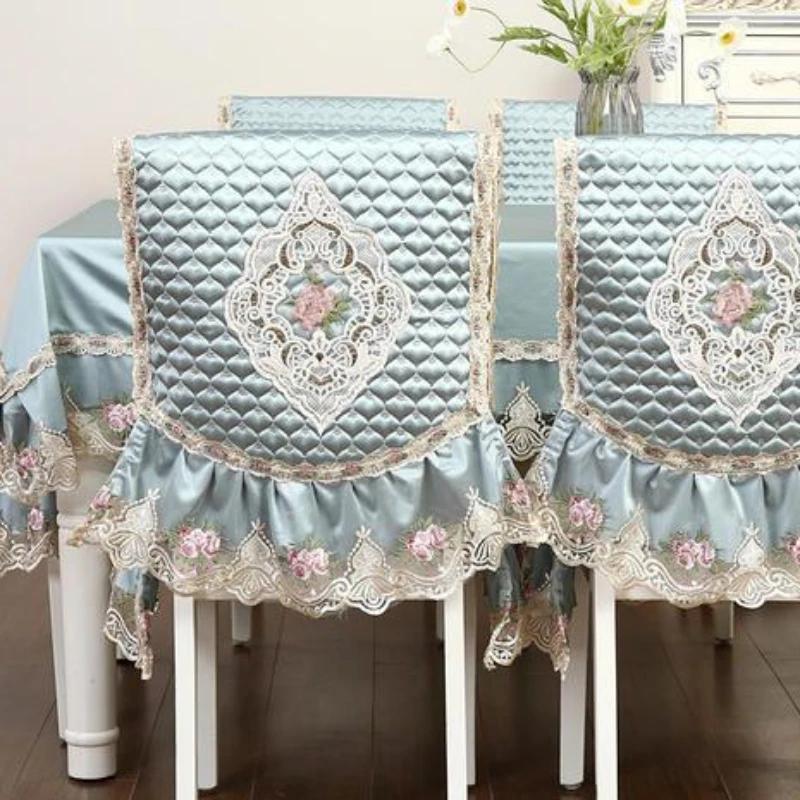 Высококачественный бархатный чехол на стул с кружевным краем, бытовые стулья, противоскользящие ремни, подушки для сиденья, чехол на спинку, табурет, пылезащитный чехол