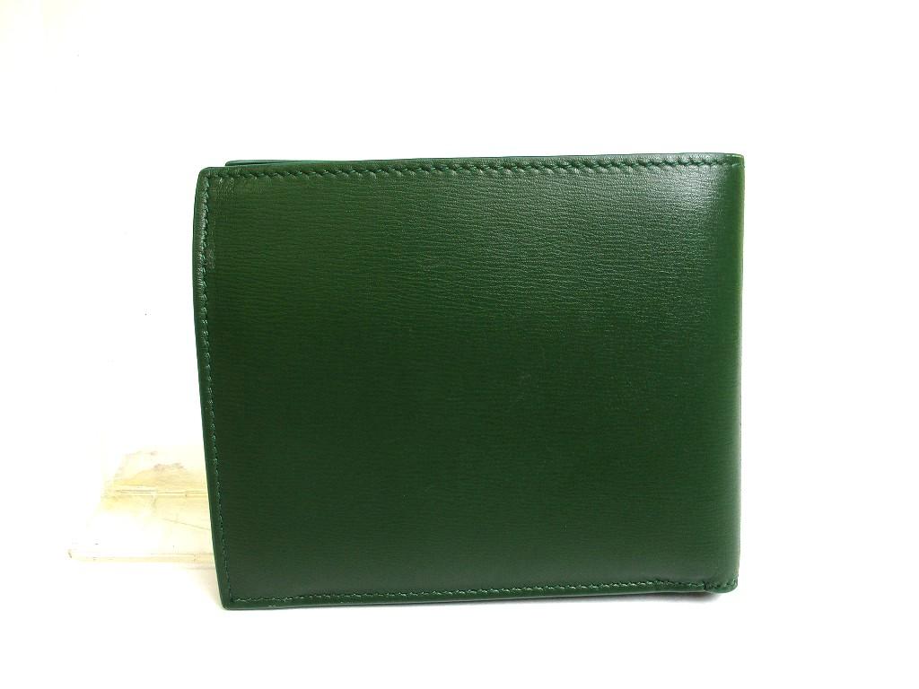 Оригинальный кошелек бифолд Salvatore Ferragamo с логотипом, из зеленой и черной кожи #a638, восстановленный