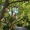 Forest Theme Metal Crafts Vintage Owl Wind Chime with 3 Bells, Hollow Hanging Ornament, Delicate Grid Carving Art Retro Pendant for Garden Patio