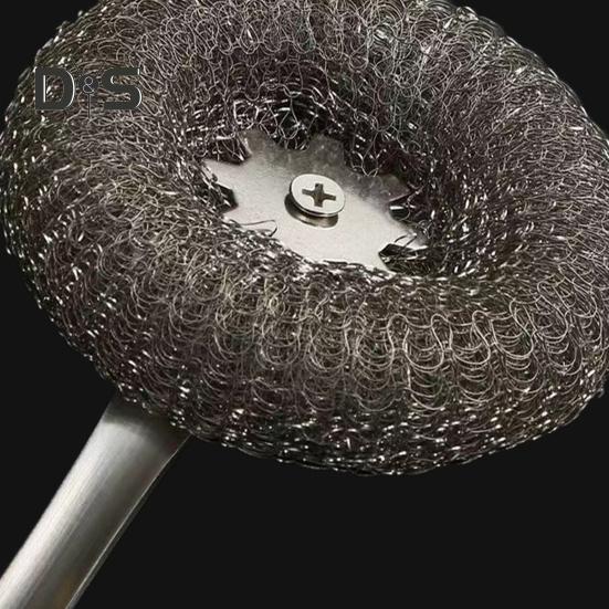 Baking Steel Wire Scrubber with Long Handle Easy To Clean Heavy Duty Pot Brush Kitchen Cleaner Cookware Pots Bakeware