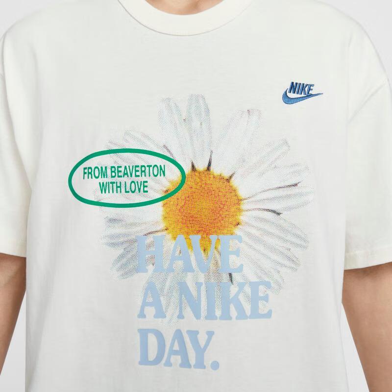 Nike Спортивная одежда Essentials Американский винтажный узор «Маргаритки» Футболка с круглым вырезом Удобная повседневная футболка с коротким рукавом Мужская футболка Белая HJ3955133