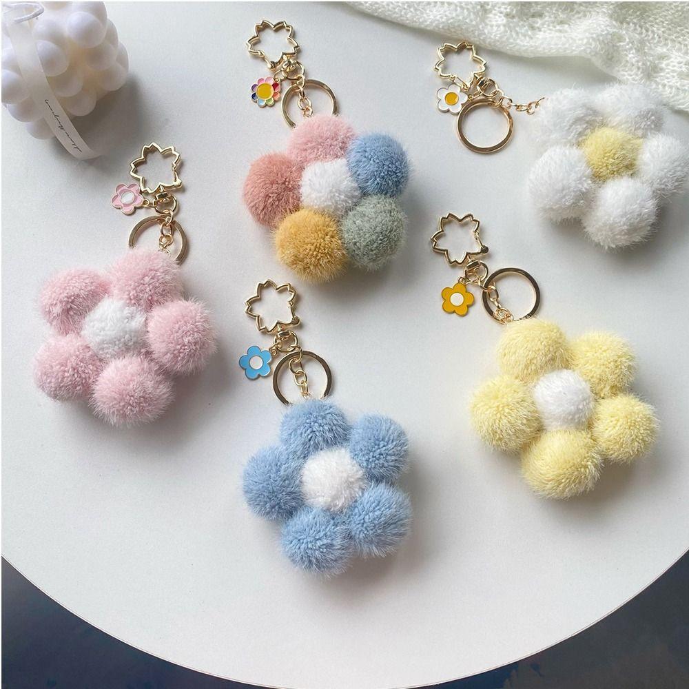 Chain Plushball Bag Pendant Backpack Charms Cartoon Plush Pendant Stuff Plush Toy Flower Keychain