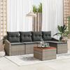 VidaXL 6-Piece Garden Sofa Set with Grey Cushions Poly Rattan Acacia 3356487