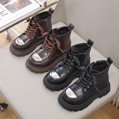 Детские модные высокие флисовые теплые хлопковые ботинки больших размеров, зимние ботинки, хлопковые ботинки, средние ботинки 26-36