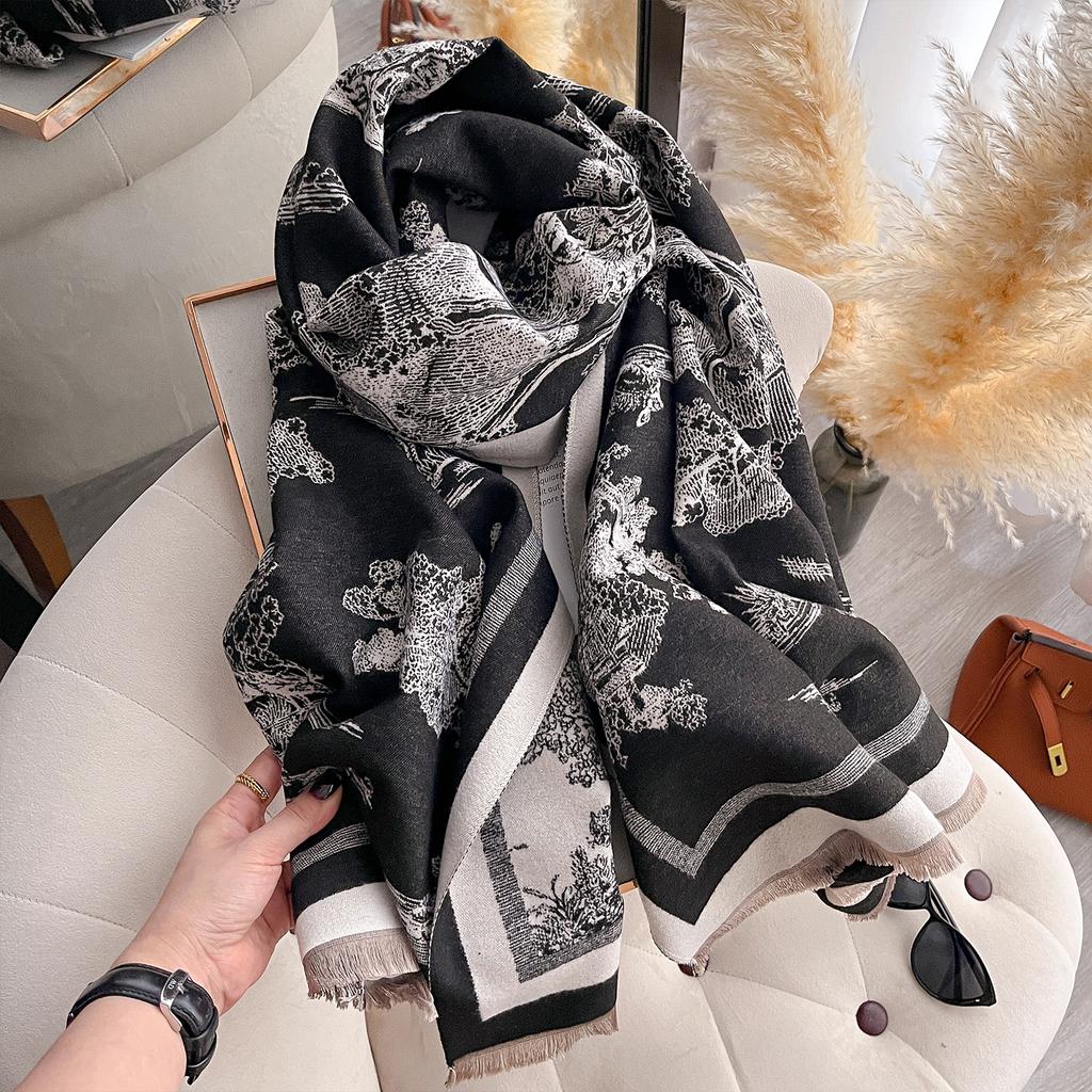 Luxury Winter Scarf Women Cashmere Warm Pashmina Brand Foulard Female Shawls Wraps Thick Soft Bufanda Poncho Scarves Stole