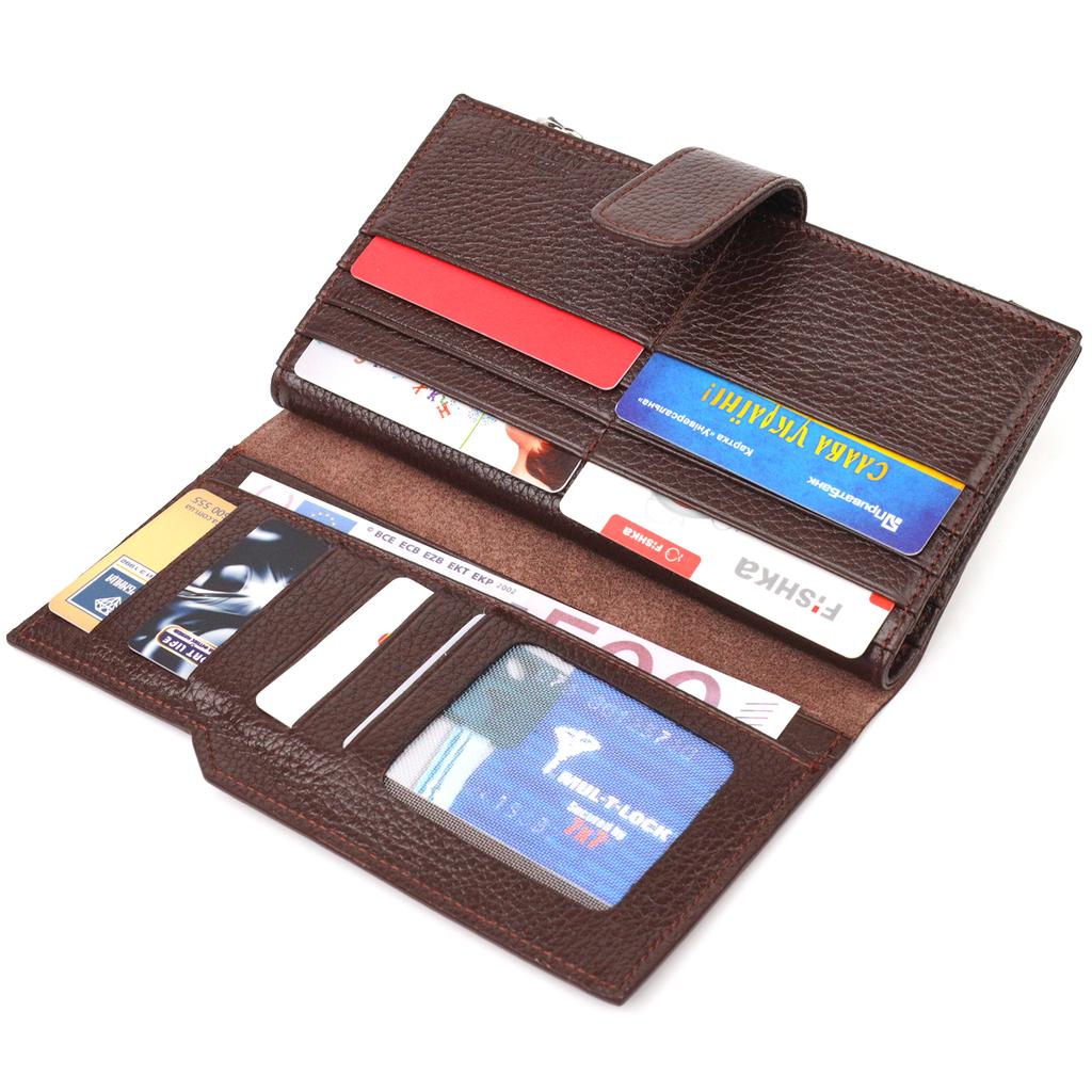 Стильный Женский вертикальный кошелек из натуральной кожи CANPELLINI Wallet 21642 Коричневый