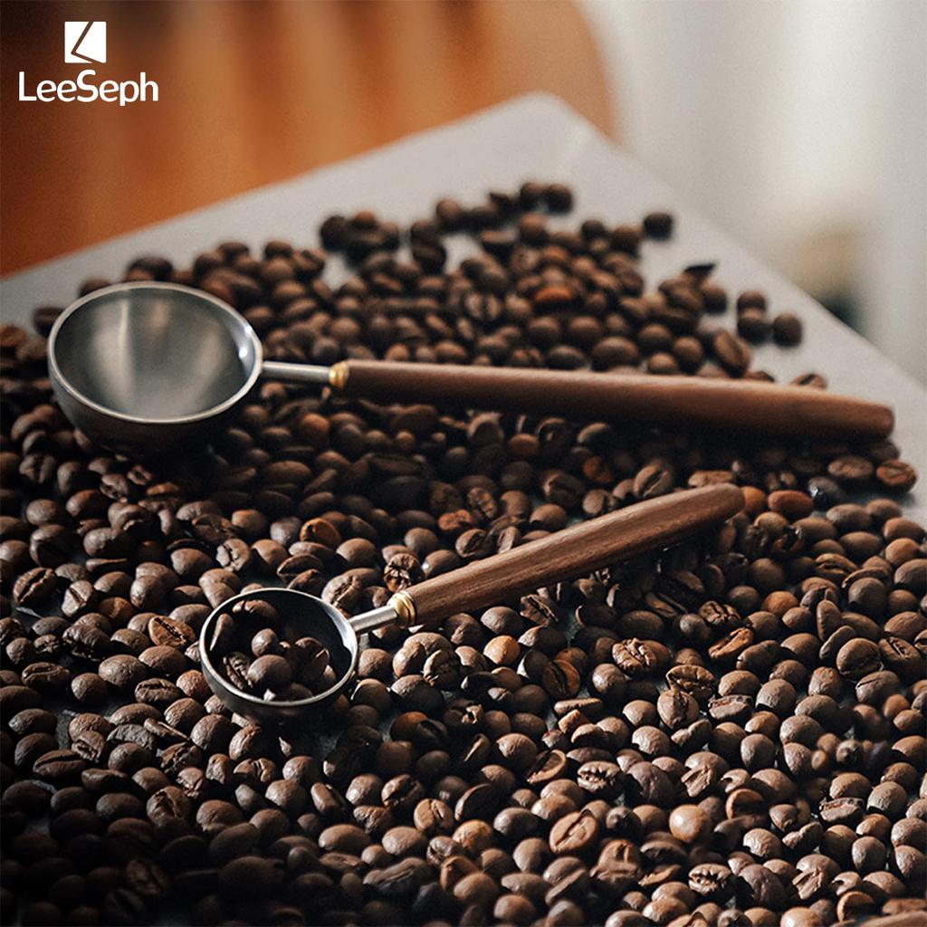 Кофейная ложка Leeseph из нержавеющей стали с ручкой из орехового дерева, для кофейной гущи, листового чая, сахара, специй, кухонных принадлежностей