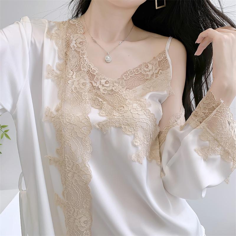 Пижамный комплект, одежда для отдыха, кружевной свадебный банный халат, шорты, костюм, сексуальная женская одежда для сна, летние атласные пижамы, домашняя одежда