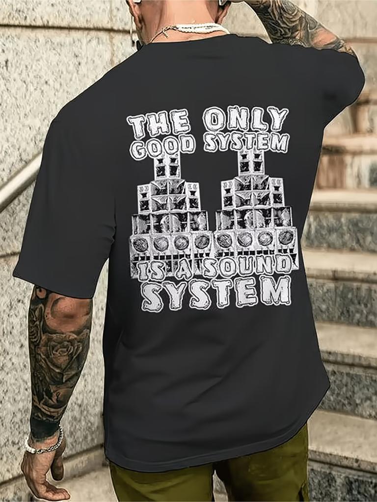 Unisexs Unisex THE ONLY GOOD SYSTEM IS A SOUND SYSTEM T Shirt Tee Summer Trendy Oversize Retro Y2K Street Style with Vintage Design
